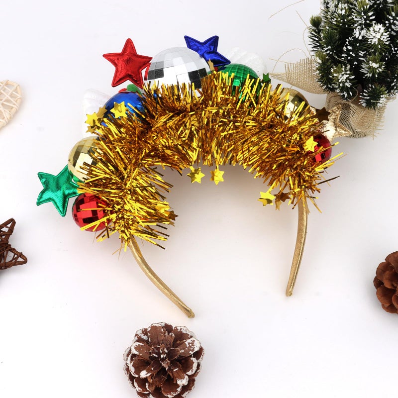 سيماتو طوق رأس سيماتو الذهبي بتصميم ديسكو لعيد الميلاد، طوق رأس على شكل نجمة للنساء، آخر إكسسوارات الشعر لحفلات رأس السنة الجديدة، طوق شعر للحفلات والعطلات - Image 3